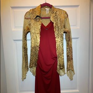 Cache Button up cheetah gold blouse